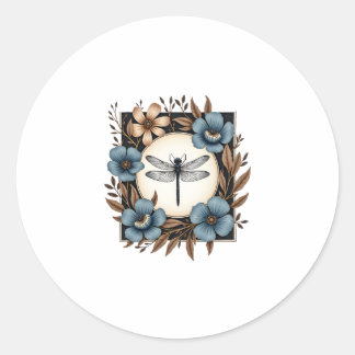 Sticker Rond Cute Cottagecore Floral Dragonfly Aesthetic Girls 