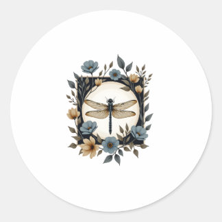 Sticker Rond Cute Cottagecore Floral Dragonfly Aesthetic Girls 