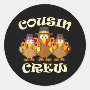 Sticker Rond Cute Cousin Crew Turquie Famille Thanksgiving