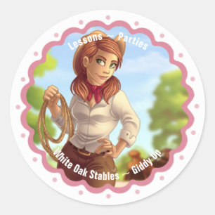 Sticker Rond Cute Cowgirl personnalisable