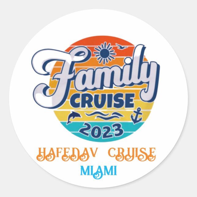 Sticker Rond Cute croisière personnalisée Bateau Famille Voyage (Devant)