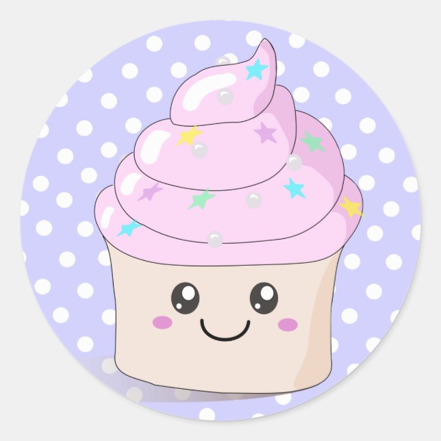 Sticker Rond Cute Cupcake (Devant)