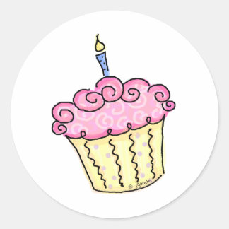 Sticker Rond Cute Cupcake