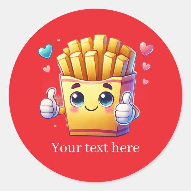 Sticker Rond Cute customizable business French fries (Devant)