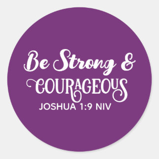 Sticker Rond Cute Dark Purple Strong and Courageous Simple