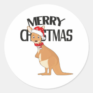 Sticker Rond Cute de Noël australienne Kangaroo