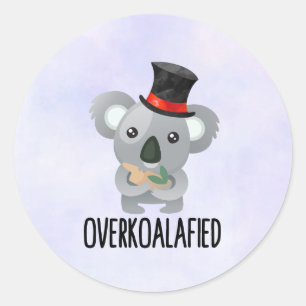 Sticker Rond Cute de Pun Koala surkoalaaaated en chapeau supéri