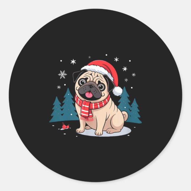 Sticker Rond Cute Dog Christmas Valentines Design  (Devant)