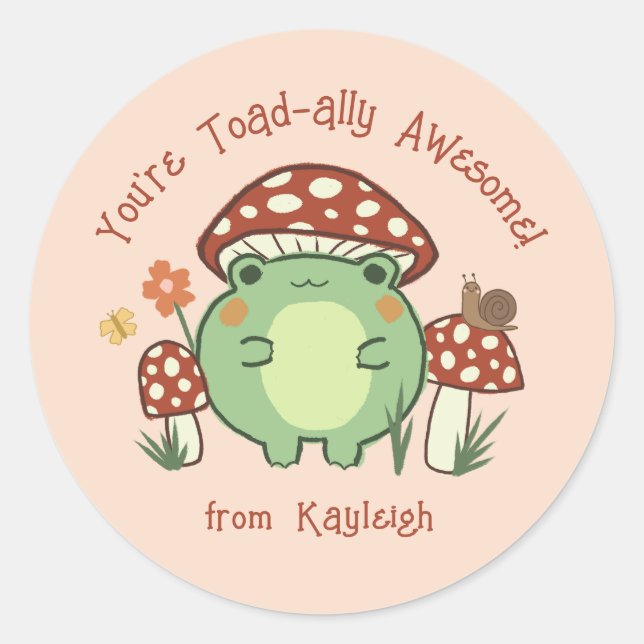 Sticker Rond Cute Drôle Toad-ally Magnifique Salle de classe Va (Devant)