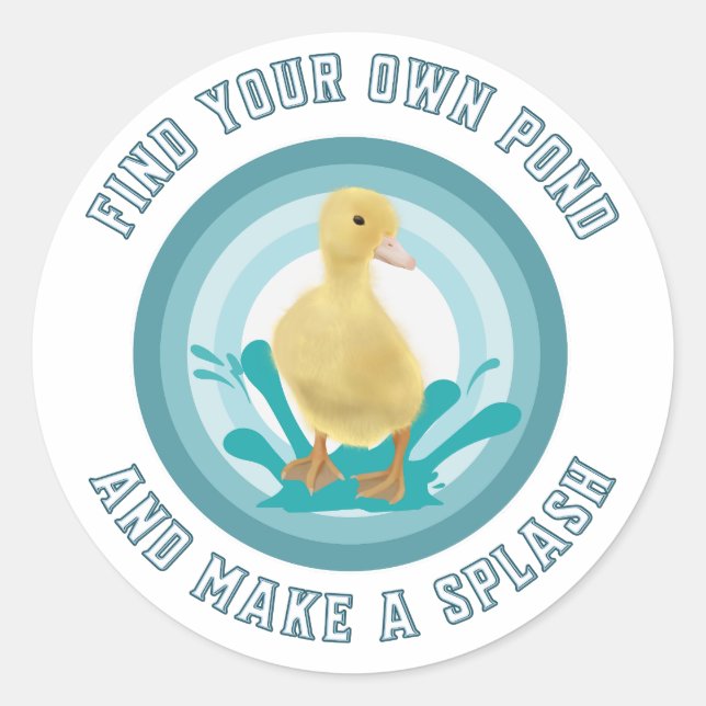 Sticker Rond Cute Duckling - Faire un splash (Devant)