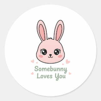 Sticker Rond Cute Easter Bunny