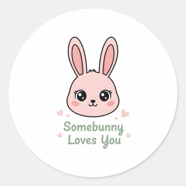 Sticker Rond Cute Easter Bunny (Devant)