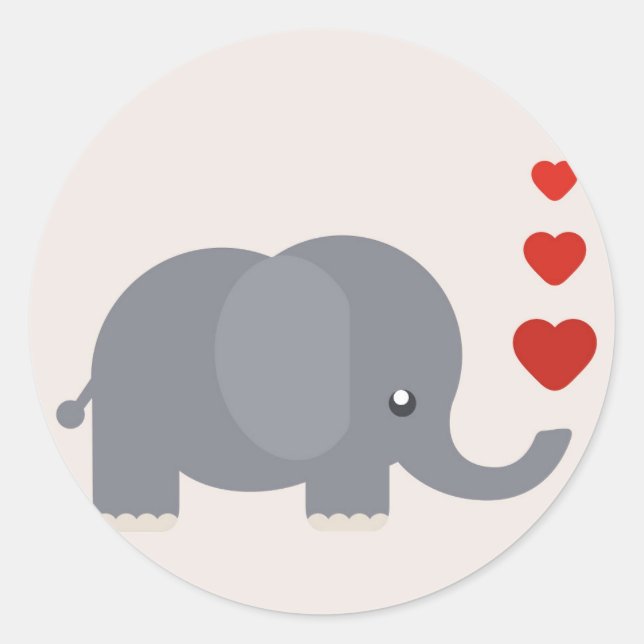 Sticker Rond Cute elephant with hewhimsical love (Devant)