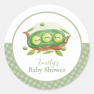 Sticker Rond Cute En vichy Verdure Pois Doux Dans Baby shower D