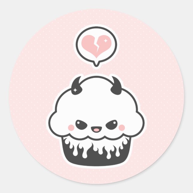 Sticker Rond Cute Evil Cupcake (Devant)