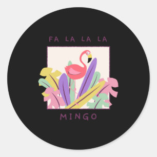 Sticker Rond Cute Fa La Mingo Noël Falala Flamant rose de neige