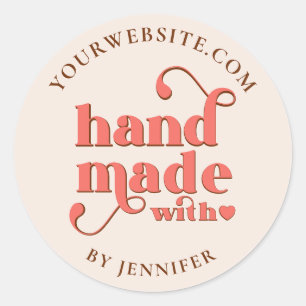 Sticker Rond Cute fait à la main avec coeur d'amour   Terracott