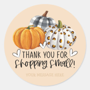 Sticker Rond Cute Fall Citrouille Merci Shop Petite entreprise