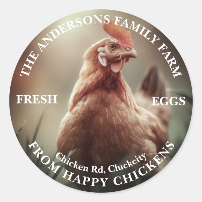 Sticker Rond Cute famille de poulet ferme Modèle photo personna (Devant)