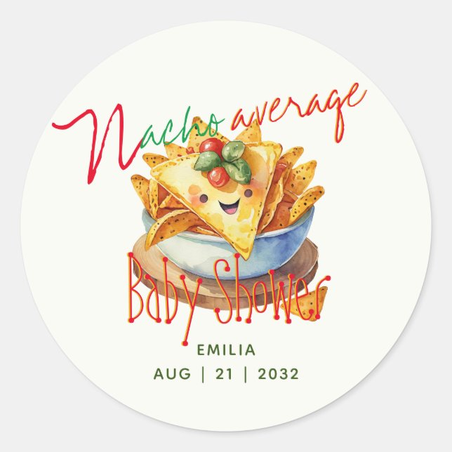 Sticker Rond Cute Fiesta Nacho Baby shower moyen personnalisé (Devant)