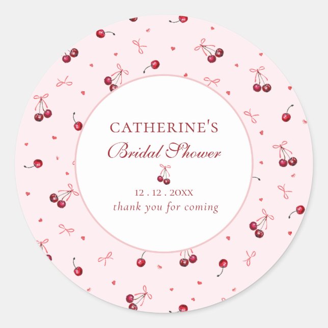 Sticker Rond Cute Fille Rose Cerisier Vaches Merci (Devant)