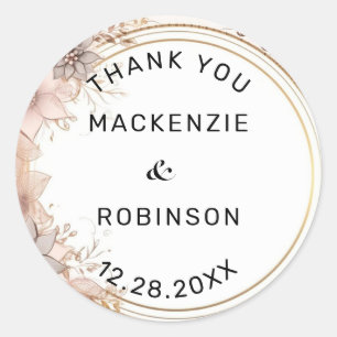 Sticker Rond Cute Floral Art Motif Mandala Mariage Merci