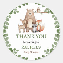 Cute Forest Bois Animaux Baby shower Merci