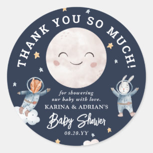 Sticker Rond Cute forêt Baby shower de l'espace animal Merci