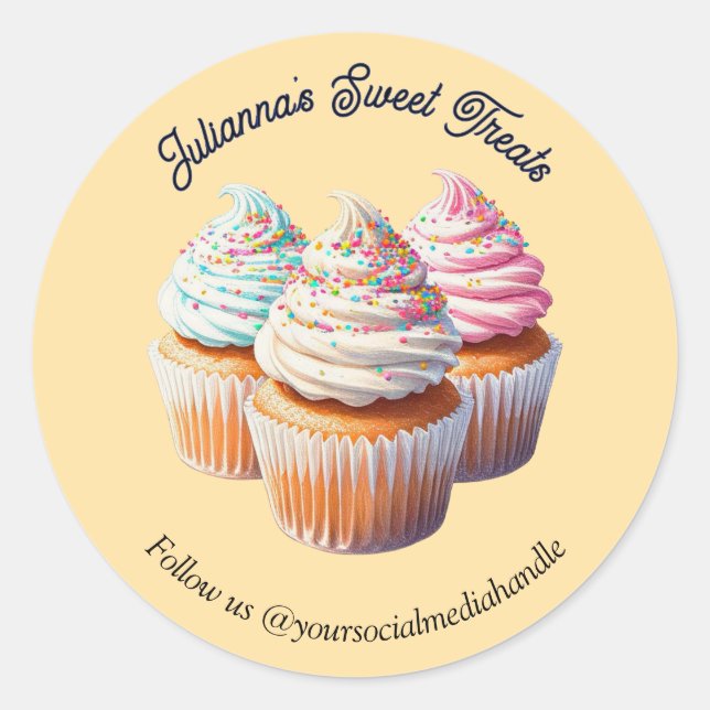 Sticker Rond Cute Frosted Cupcake Bakery (Devant)