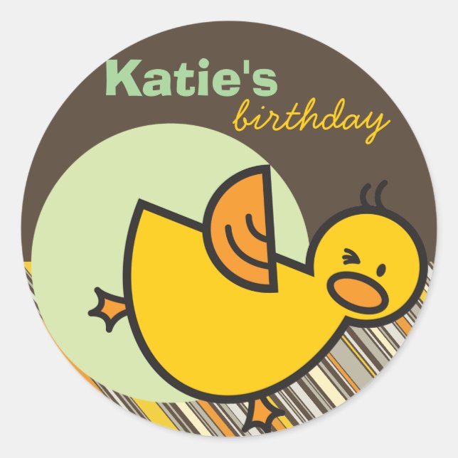 Sticker Rond Cute Fun Duckies Canards Enfants Fête d'anniversai (Devant)