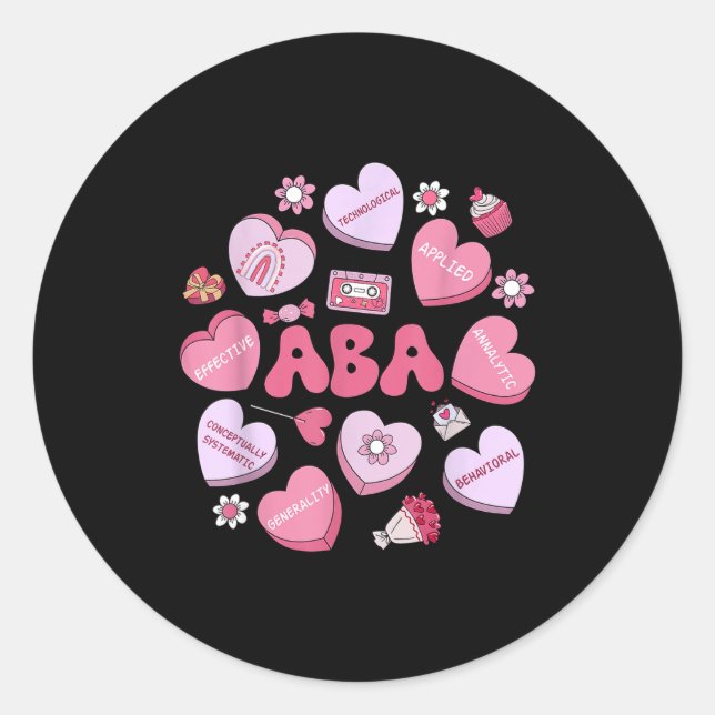 Sticker Rond Cute Funny Aba Therapy Candy Heart Slp Behavior Va (Devant)