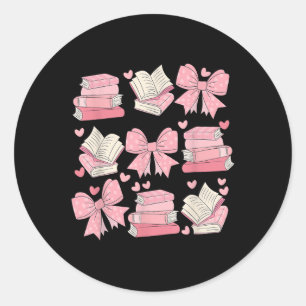 Sticker Rond Cute Funny Coquette Bow Café Et Livres Nerds Val