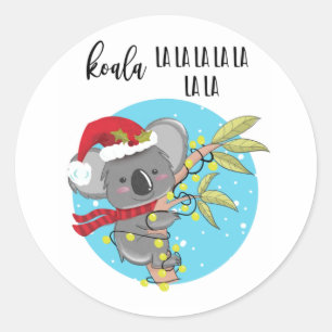 Sticker Rond cute funny koala christmas card fa la Australia