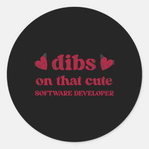 Sticker Rond Cute Funny Valentine's Day Software Developer Femm