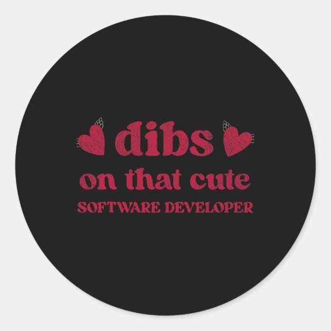 Sticker Rond Cute Funny Valentine's Day Software Developer Wome (Devant)