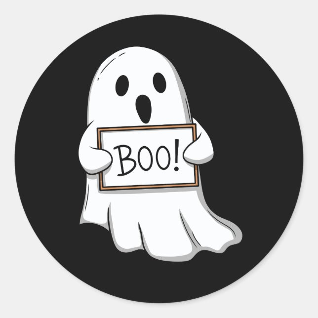 Sticker Rond Cute Ghostly BOO Fun (Devant)