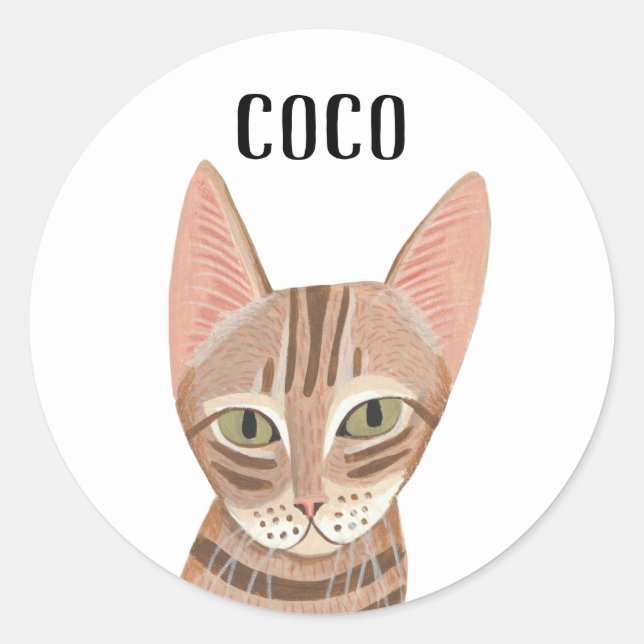 Sticker Rond Cute Ginger Illustrated Cat (Devant)
