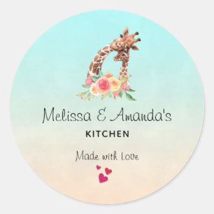 Sticker Rond Cute Giraffe Aquarelle Maman & Bébé Cuisine