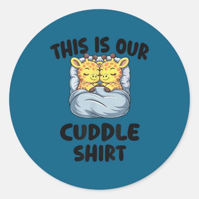 Sticker Rond Cute Giraffe Couple This Is Our Cuddle  (Devant)