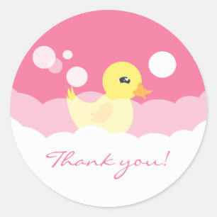 Sticker Rond Cute Girl Caoutchouc Baby shower Ducky