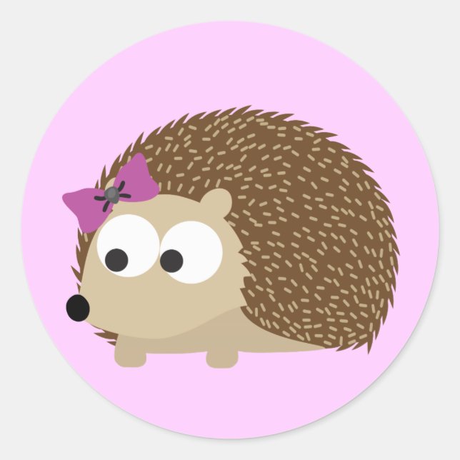 Sticker Rond Cute Girl Hedgehog (Devant)