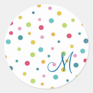 Sticker Rond Cute girly coloré différentes tailles pois