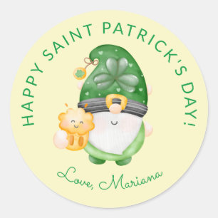 Sticker Rond Cute Gnome Joyeux Saint Patrick Fête Faveurs C