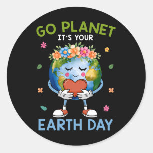 Sticker Rond Cute Go Planet Son Jour des terres 2025 Enseignant