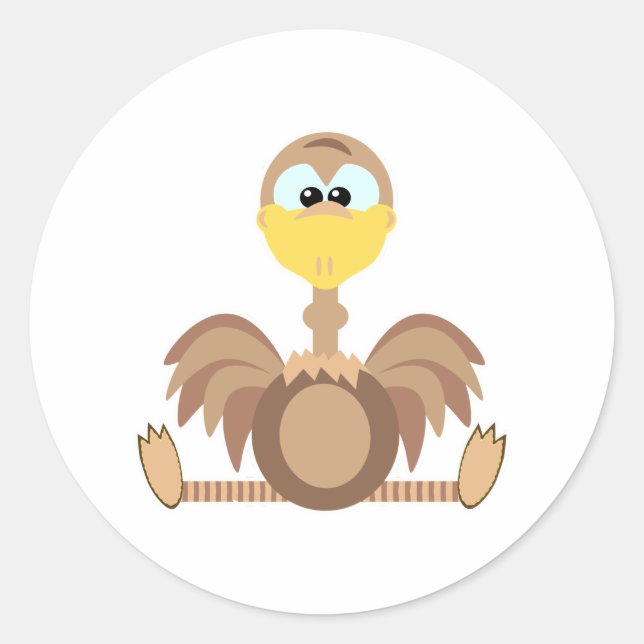Sticker Rond Cute Goofkins autruche (Devant)