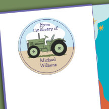 Cute Green Farm Tracteur plaque personnalisée