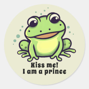 Sticker Rond Cute grenouille m'embrasser