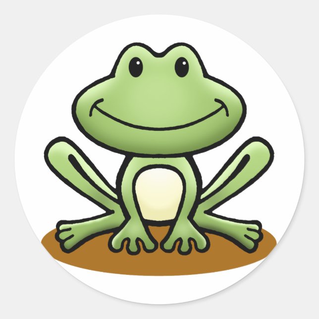 Sticker Rond Cute Grenouille verte (Devant)