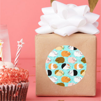 Sticker Rond Cute Guinea Pig Pattern