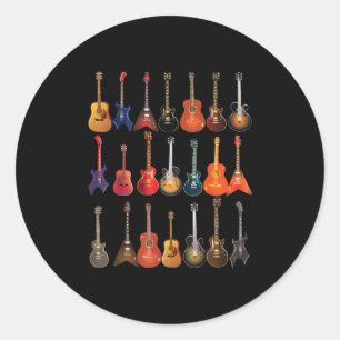 Sticker Rond Cute Guitar Rock and Roll Musical Instruments